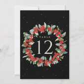 Carte Black Red Berry+Eucalyptus Christmas Numéro de tab (Dos)