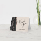 Carte Black Rose Gold Agate Mariage beige Merci (Devant)