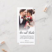 Carte Black Script Love Thanks Mariage Photo Merci (Devant/Arrière en situation)