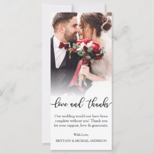 Carte Black Script Love Thanks Mariage Photo Merci