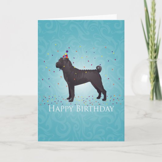 Carte Black Shar Pei Birthday Design Card (Devant)