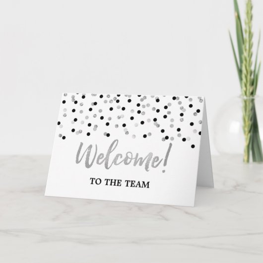 Carte Black Silver Confetti Employee Welcome to the Team (Devant)