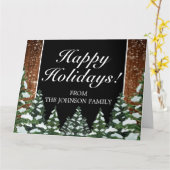 Carte Black Snowy Bois & Forêt Vacances Folle Salutation (Fleur jaune)