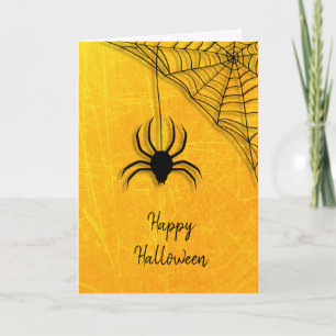 Carte Black Spider et Web Happy Halloween Card