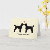Carte Black Standard Poodles Félicitations Mariages (Fleur jaune)