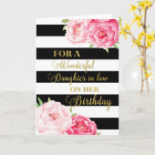 Carte Black Stripes Flower rose en droit Anniversaire (Fleur jaune)