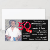 Carte Black Surprise 50th Birthday Party Photo Invitatio (Devant / Derrière)