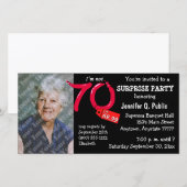 Carte Black Surprise 70th Birthday Party Photo Invitatio (Devant / Derrière)