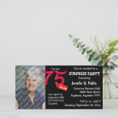 Carte Black Surprise 75th Birthday Party Photo Invitatio (Debout devant)
