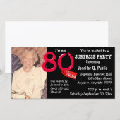 Carte Black Surprise 80th Birthday Party Photo Invitatio (Devant / Derrière)