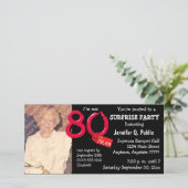 Carte Black Surprise 80th Birthday Party Photo Invitatio (Debout devant)