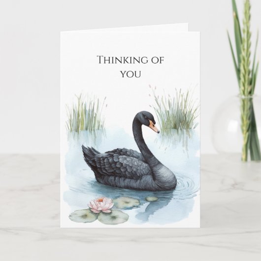 Carte Black Swan Calla Lily Flower Thinking of you (Devant)