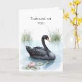 Carte Black Swan Calla Lily Flower Thinking of you (Fleur jaune)