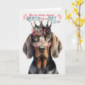 Carte Black Tan Coonhound Queen pour jour drôle Annivers (Fleur jaune)