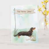 Carte Black & Tan Dachshund Sentez-vous mieux Chirurgie  (Fleur jaune)