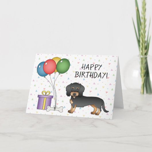 Carte Black & Tan Wire Haired Dachshund Joyeux anniversa (Devant)