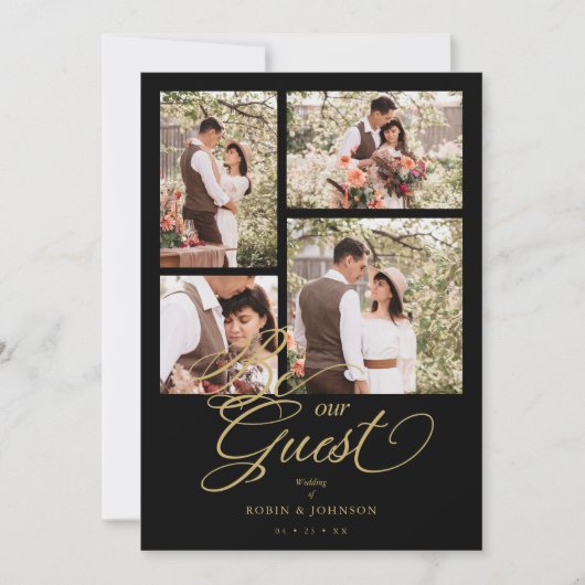 Carte Black Trendy Collage 4 Photos Fancy Script (Devant)