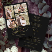 Carte Black Trendy Collage 4 Photos Fancy Script