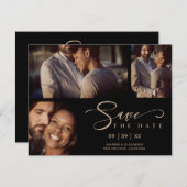 Carte Black Trois Photos Collage Mariage Drôle Script (Devant / Derrière)