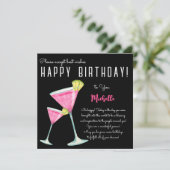 Carte Black Watercolor Cocktail heureux anniversaire (Debout devant)