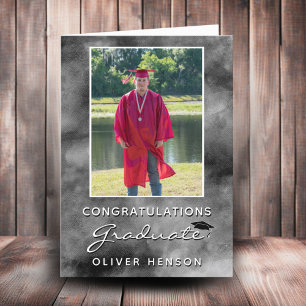 Carte Black Watercolor Félicitations Graduation Photo 