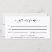 Carte Black White Elegant Business Certificat cadeau (Dos)