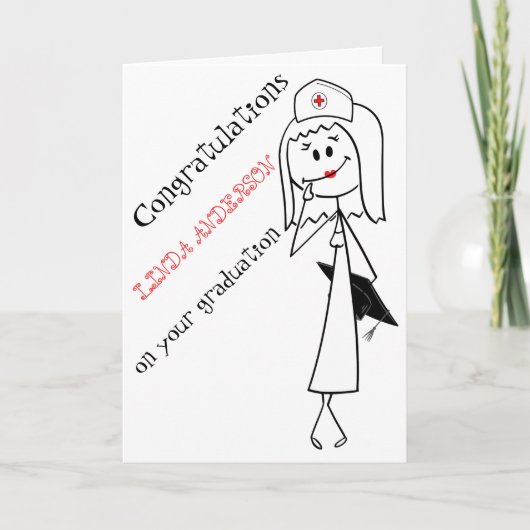 Carte Black White Funny Nurse Graduation Félicitations (Devant)