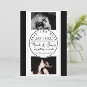 Carte Black White Gold Modern Minimal Enregistrer la dat (Debout devant)