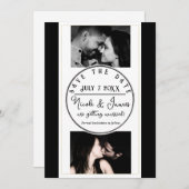 Carte Black White Gold Modern Minimal Enregistrer la dat (Devant / Derrière)