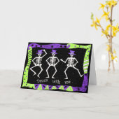 Carte Black White Halloween Skeleton Bones Danse (Fleur jaune)