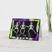Carte Black White Halloween Skeleton Bones Danse (Devant)