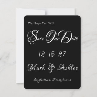 Carte Black White Ink Save the Date Photo Card
