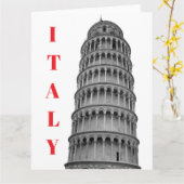 Carte Black White Leaning Tower of Pisa Italy (Fleur jaune)