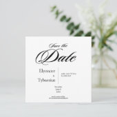 Carte Black & White Minimal Square Wedding Save the Date (Debout devant)