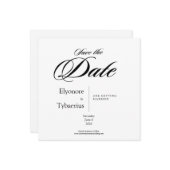 Carte Black & White Minimal Square Wedding Save the Date (Devant/Arrière en situation)