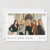 Carte Black & White Minimalist Photo New Year (Devant)