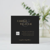 Carte Black White PHOTO Wedding Inviter QR CODE Enregist (Debout devant)