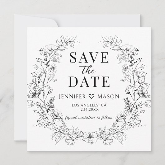 Carte Black White Rustic Enregistrer la date Photo Invit (Devant)