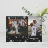 Carte Black & White Snowflakes Joyeux 2 Photos Noël (Debout devant)