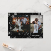 Carte Black & White Snowflakes Joyeux 2 Photos Noël (Devant/Arrière en situation)