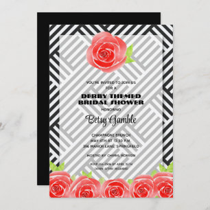 Carte Black & White Stripes Derby Bridal Shower Invites