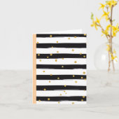 Carte Black White Stripes with Gold Confetti Pattern (Fleur jaune)