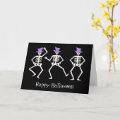 Carte Black White violet Halloween Skeleton Bones Danse (Fleur jaune)