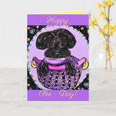 Carte Black Yorkie Poo (Fleur jaune)