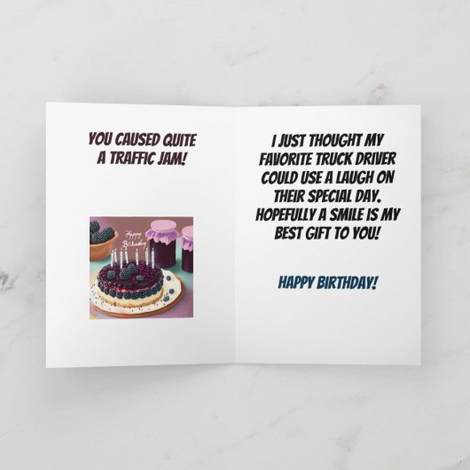 Carte Blackberry Spill Truck Driver Funthday (Intérieur)