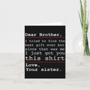 Carte Blague de frère et sœur humour Cher frère Famille 