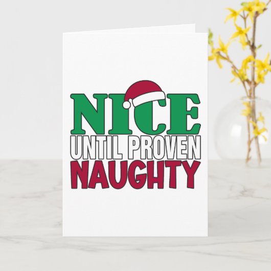 Carte Blague de Noël drôle Nice jusqu'à preuve du Naughy (Fleur jaune)