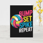 Carte Blague drôle de Volleyball Bump Set Spike Répéter (Fleur jaune)