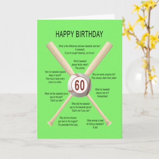 Carte Blagues de baseball 60e anniversaire (Fleur jaune)