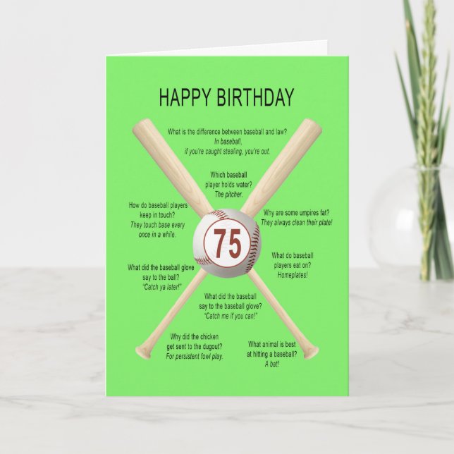 Carte Blagues de baseball à 75e anniversaire (Devant)